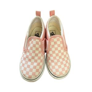 Vans Kids Pink and White Checkered Slip-On Sneakers